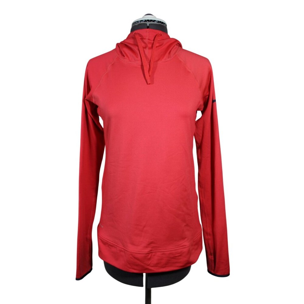 Nike Pro women's red fleece lined Dri-Fit athletic workout hoodie pullover M